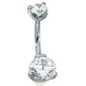 Piercing Nombril Acier Chirurgical 10 Mm Homxi - Croix Zircone Blanc, Bijou Argenté - 4