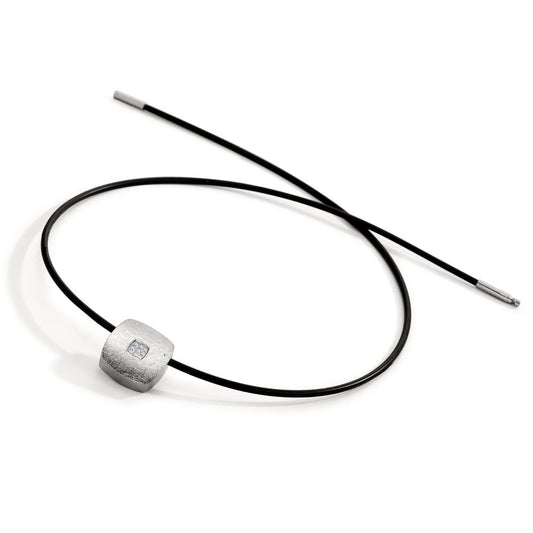 Collier Acier inoxydable, Caoutchouc Diamant 0.072 ct, 9 Pierres, tw-si 45 cm Ø2 mm