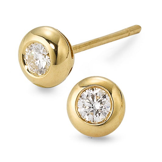 Clous d'oreilles Or jaune 18K Diamant 0.25 ct, 2 Pierres, w-si Ø5 mm