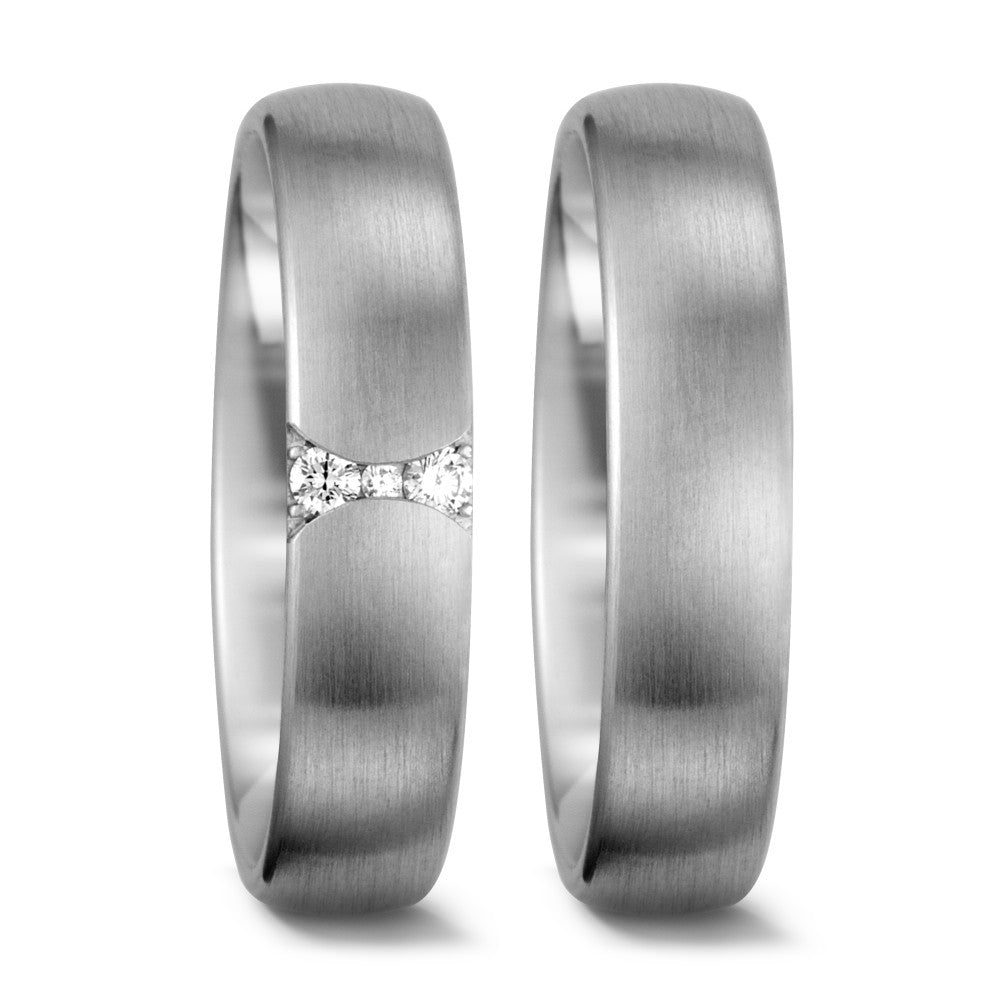 Alliance Or blanc 18K Diamant blanc, 0.055 ct, 3 Pierres, tw-vsi