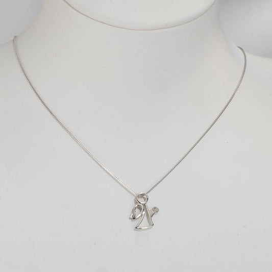 Pendentif Or blanc 18K Diamant 0.007 ct, w-si Ange