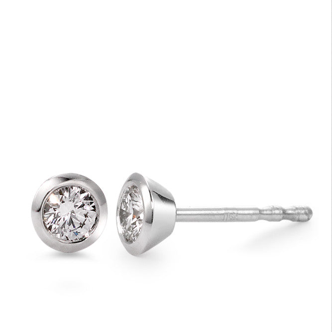 Clous d'oreilles Or blanc 18K Diamant blanc, 0.10 ct, 2 Pierres, brillant, w-si Ø4 mm