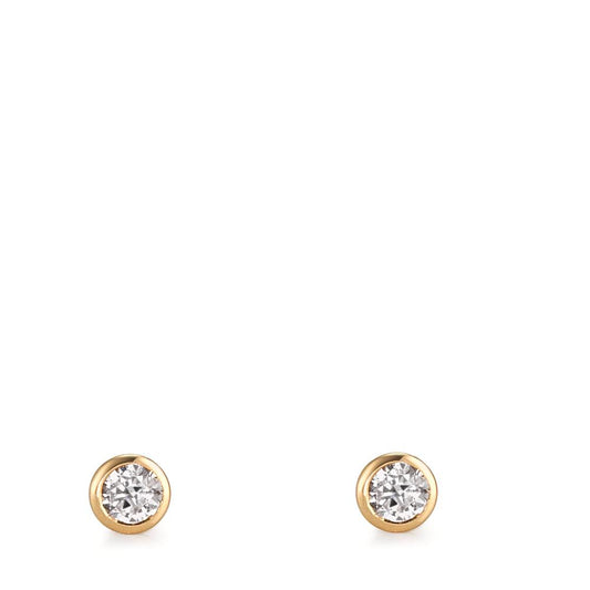 Clous d'oreilles Or jaune 18K Zircone 2 Pierres Ø3 mm