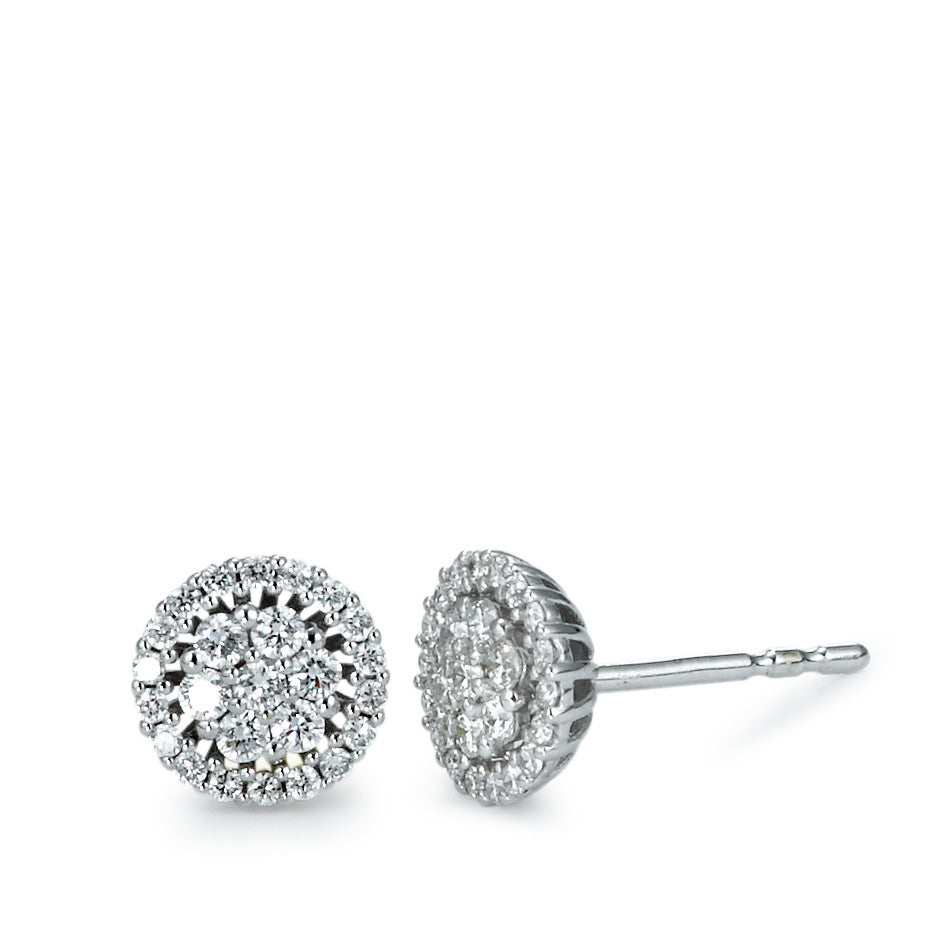 Clous d'oreilles Or blanc 18K Diamant 0.35 ct, 50 Pierres, brillant, w-si Ø7 mm