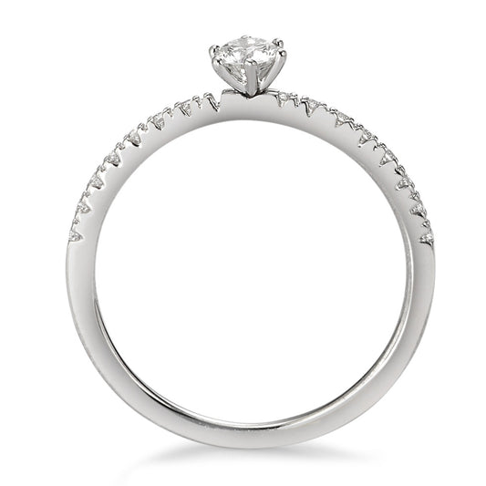 Bague solitaire Or blanc 18K Diamant blanc, 0.25 ct, 17 Pierres, brillant, w-si