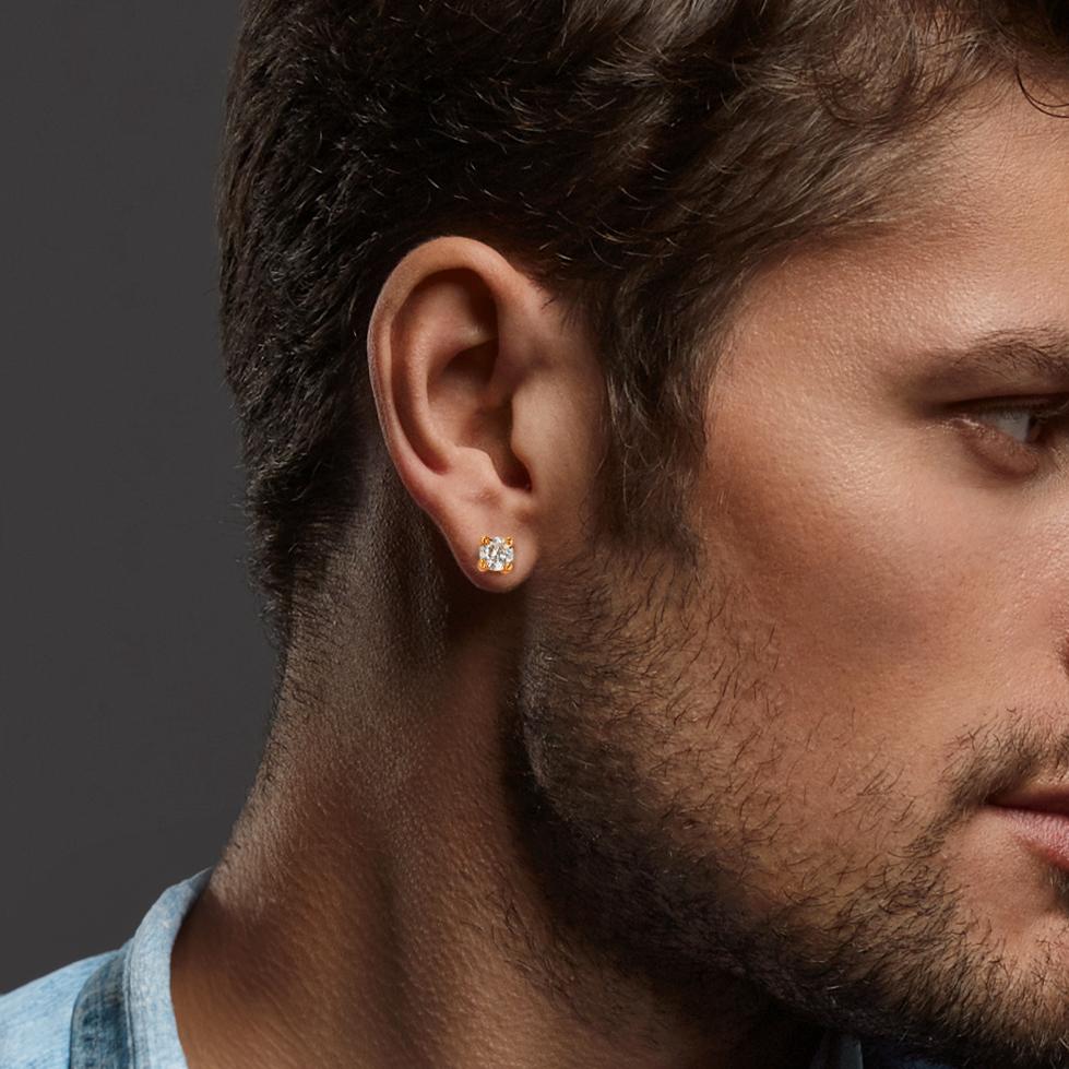 Clous d'oreille à l'unité Or jaune 18K Diamant 0.25 ct, w-si