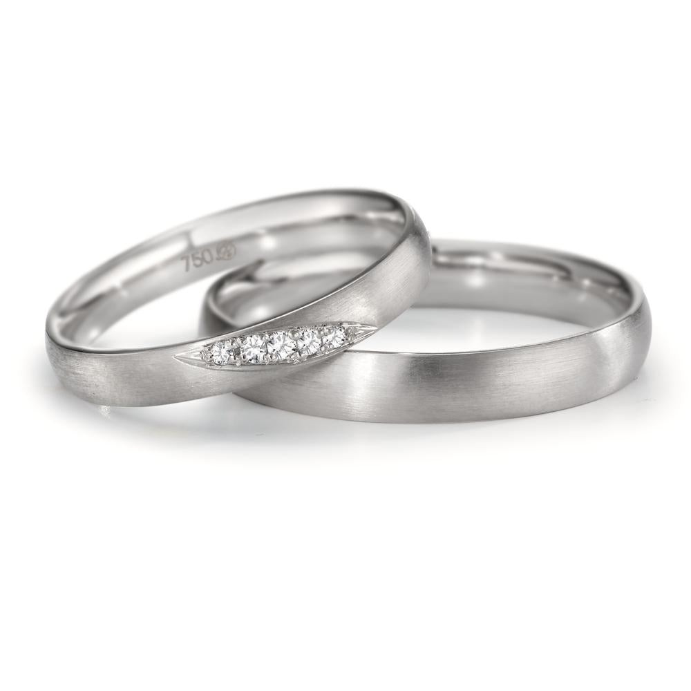 Alliance Or blanc 18K Diamant 0.036 ct, 5 Pierres, tw-vsi