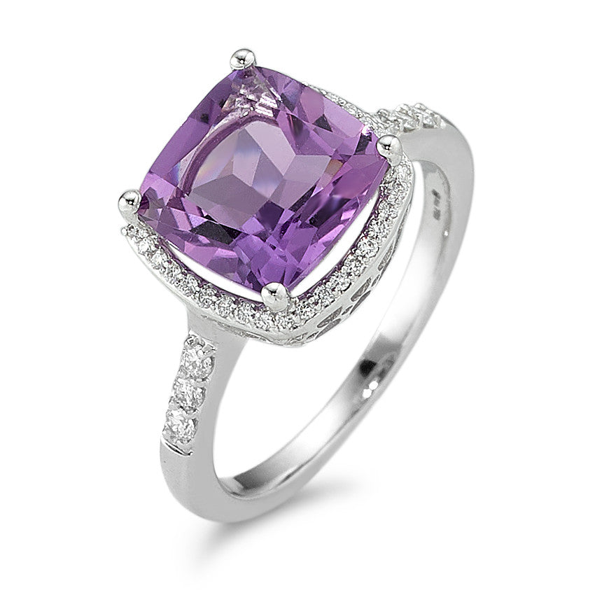 Bague Dolly-Bijoux T54 – Améthyste Lavande Et Pavé Diamant Cz, Plaqué Or 18K