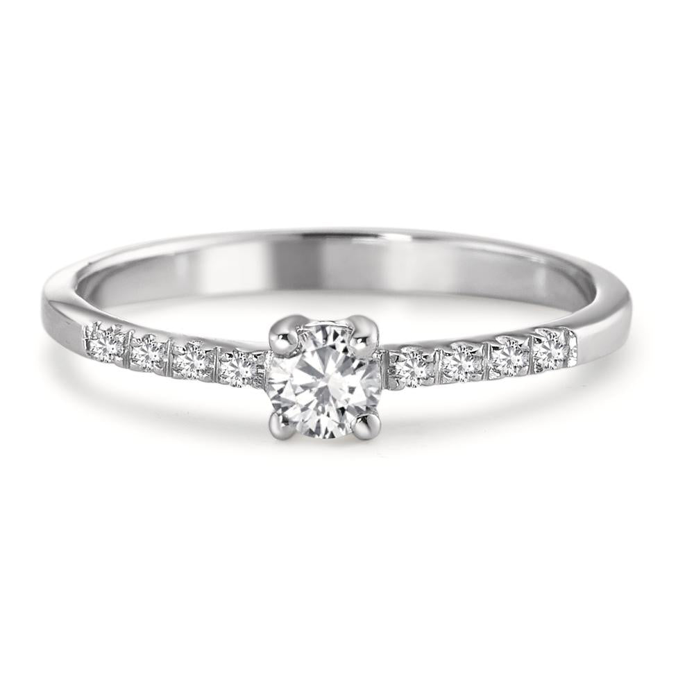 Bague solitaire Or blanc 18K Diamant blanc, 0.04 ct, 8 Pierres, brillant, w-si, Diamant blanc, 0.20 ct, brillant, w-si