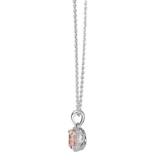 Collier Or blanc 18K Morganite, Diamant 0.06 ct, w-si 42-45 cm
