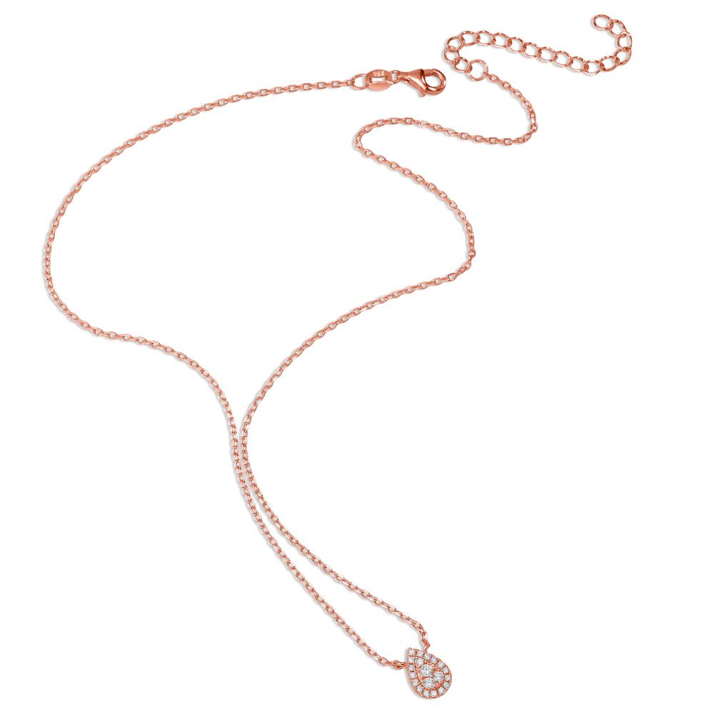 Collier Argent Zircone rosé Plaqué or 39-44 cm