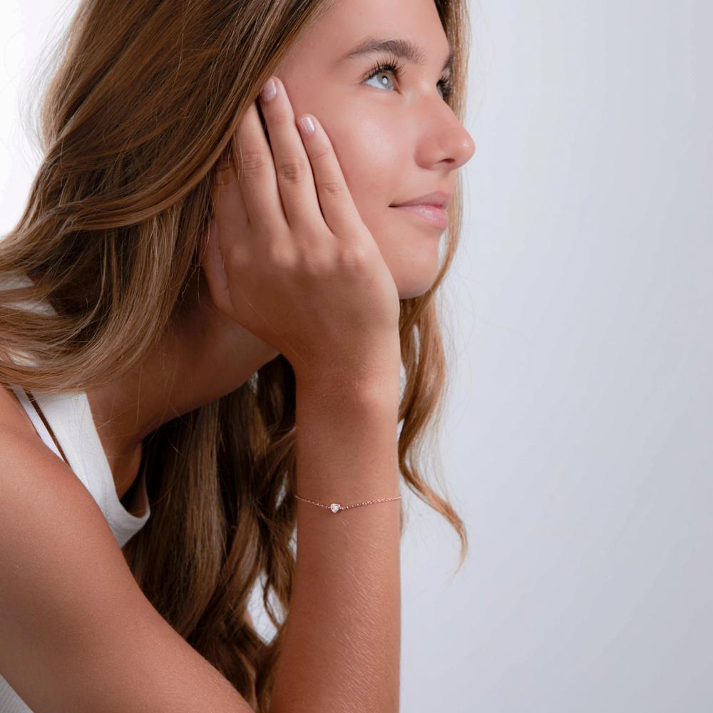 Bracelet Argent Zircone rosé Plaqué or Coeur