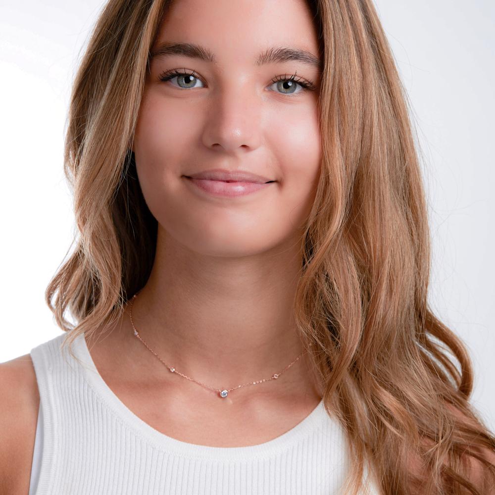 Collier Argent Zircone rosé Plaqué or 35-40 cm