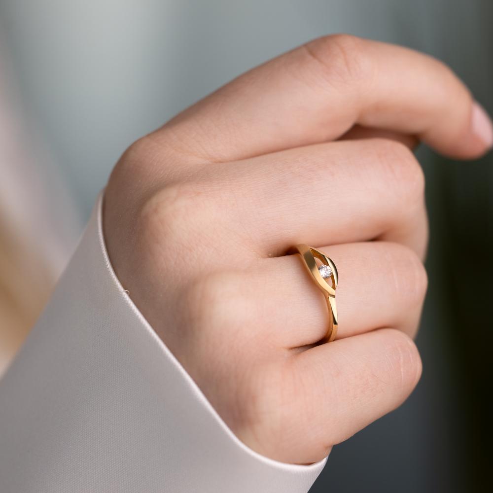 Bague Or jaune 9K Zircone