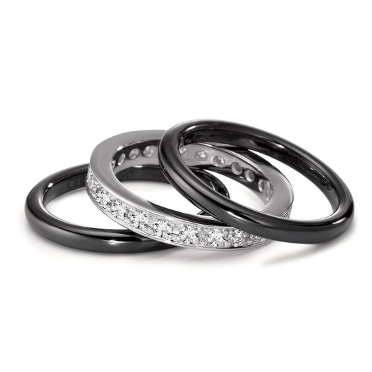 Bague Or blanc 18K, Céramique Diamant 1 ct, 25 Pierres, brillant