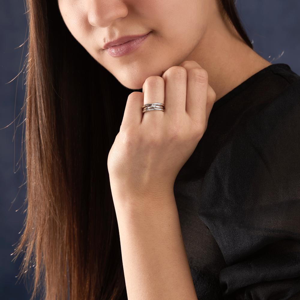 Bague Or blanc 18K Diamant 0.03 ct, w-si