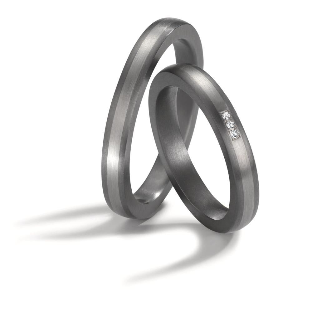 Alliance Tantale 999, Platine 950 Diamant 0.01 ct, 3 Pierres, w-si