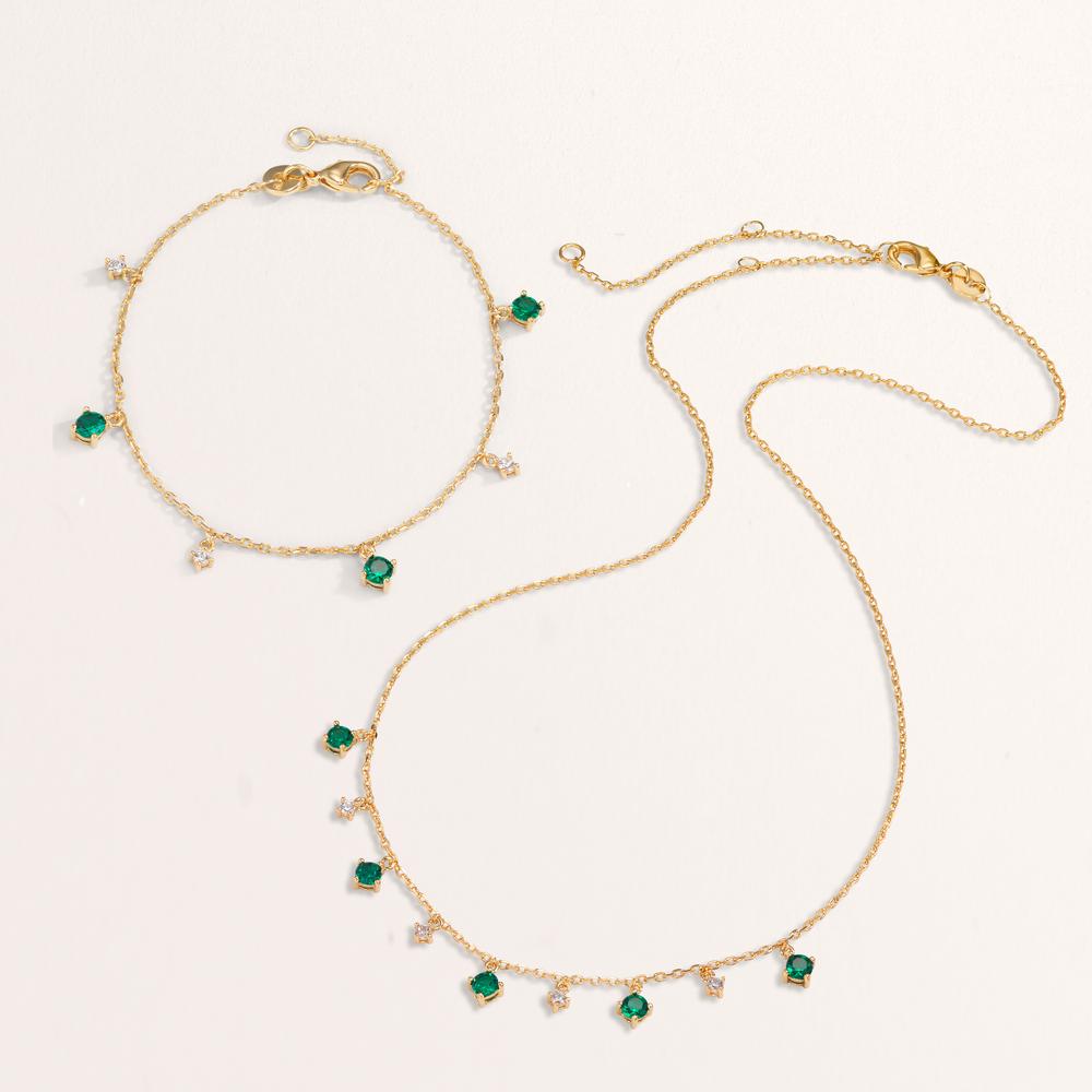 Bracelet Bronze Zircone vert, 6 Pierres Plaqué or