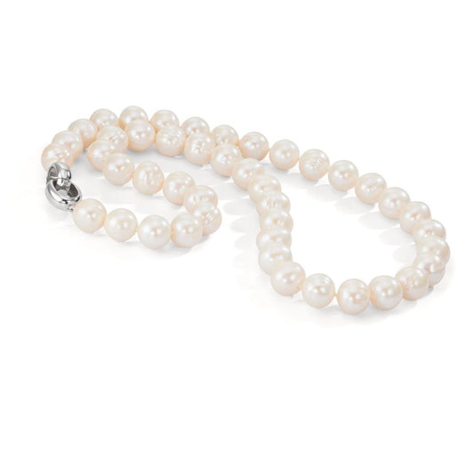 Collier Argent Rhodié perle d'eau douce blanc, 12 mm 50 cm