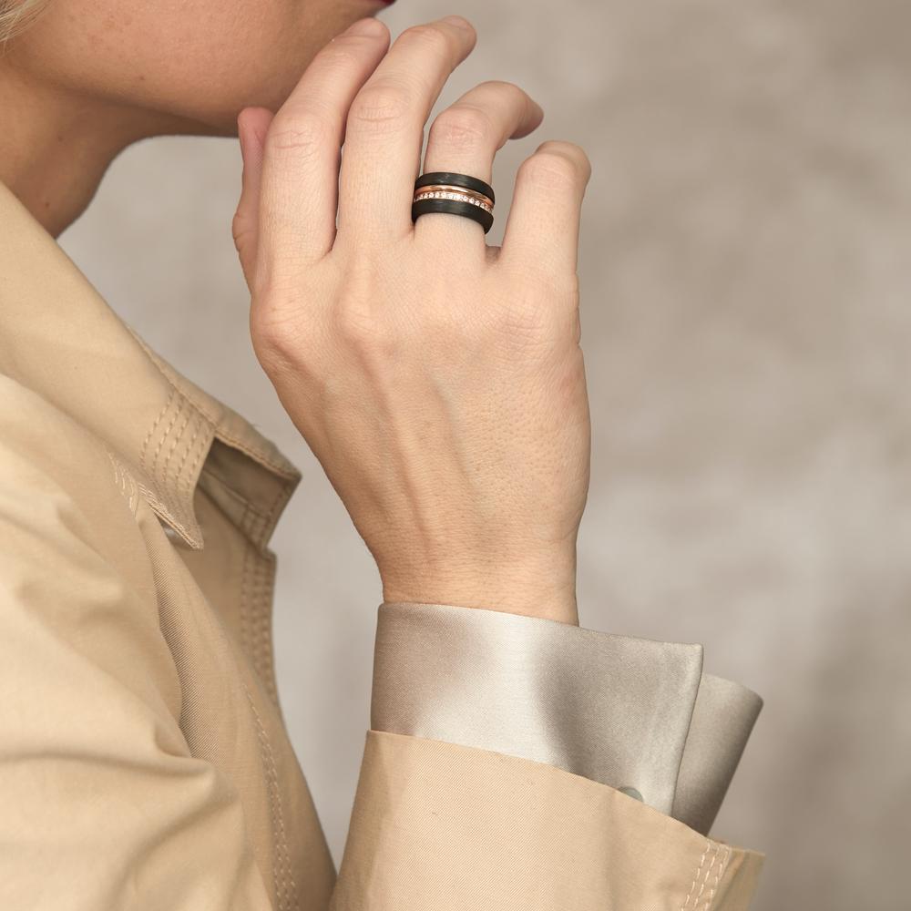 Assortiment de bagues Or rouge 18K, Carbone Diamant 0.50 ct, w-si