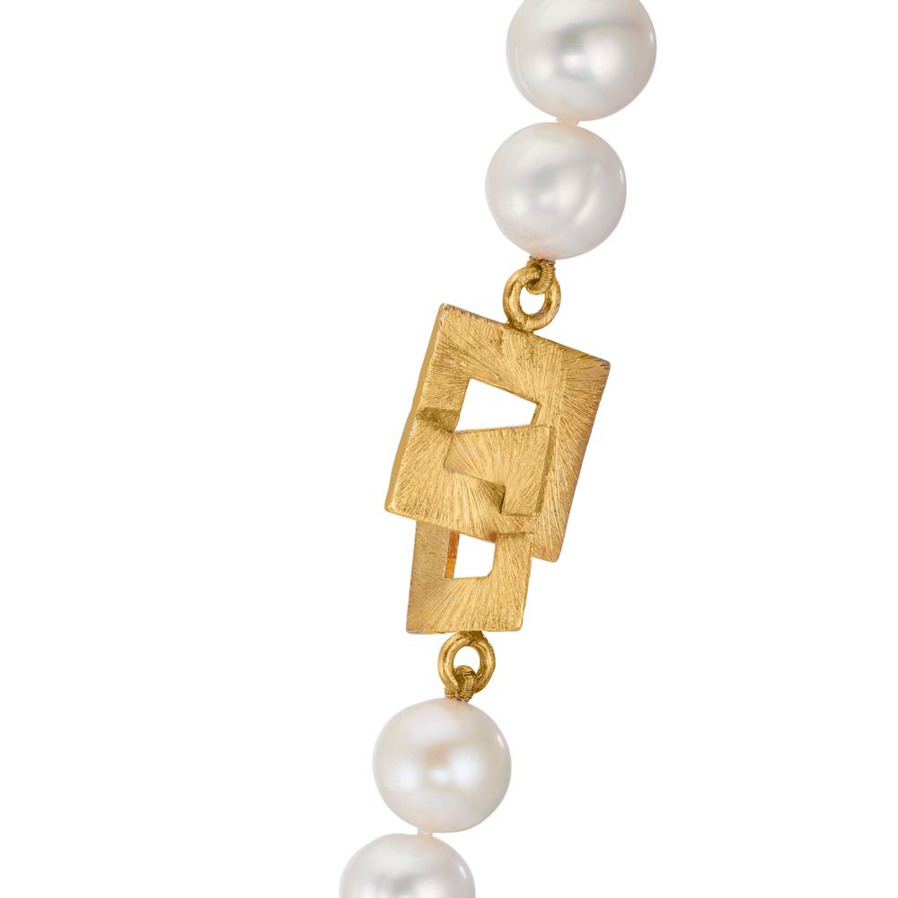 Collier Argent jaune Plaqué or perle d'eau douce 11-11.5 mm 50 cm