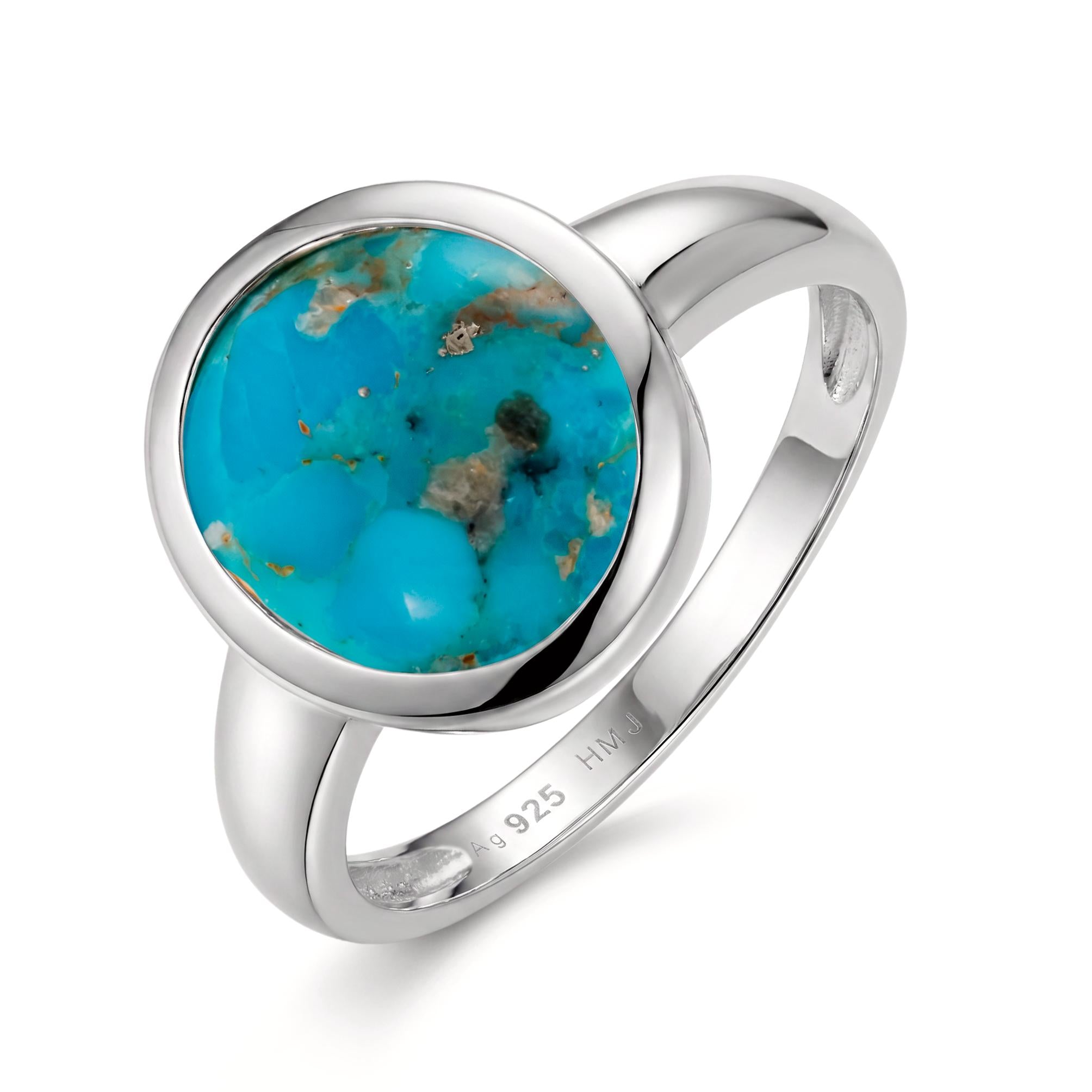 Bague En Argent Avec Turquoise - Occasion - Fabriquée En France