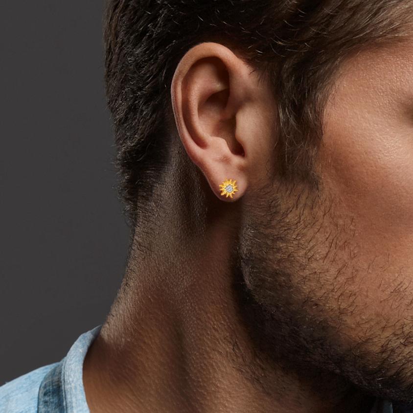 Clous d'oreille à l'unité Or jaune 18K Bicolore Edelweiss Ø7 mm