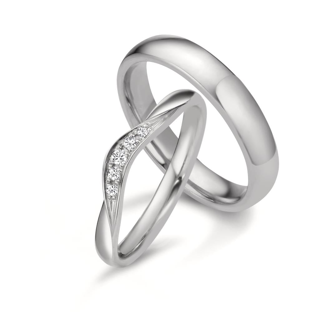 Alliance Or blanc 18K Diamant 0.045 ct, 5 Pierres, tw-vsi