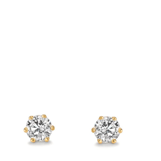 Clous d'oreilles Or jaune 18K Cultivé en laboratoire de diamant 1 ct, 2 Pierres, w-si Ø5.5 mm