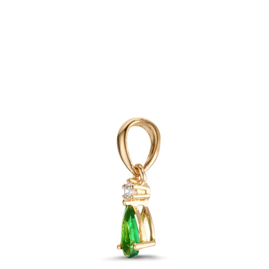 Pendentif Or jaune 18K Grenat vert, Diamant 0.025 ct, w-si