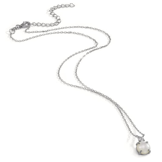 Collier Argent Zircone Rhodié nacre 40-45 cm
