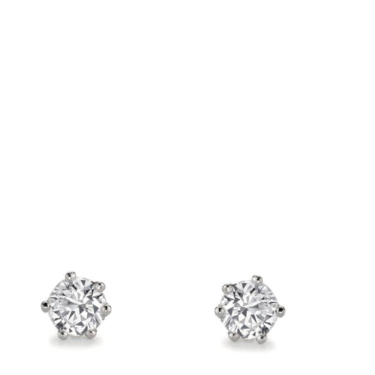 Clous d'oreilles Or blanc 18K Cultivé en laboratoire de diamant 1 ct, 2 Pierres, w-si Ø5.5 mm