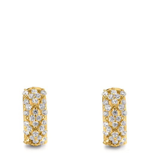 Créoles à charnières Argent Zircone jaune Plaqué or