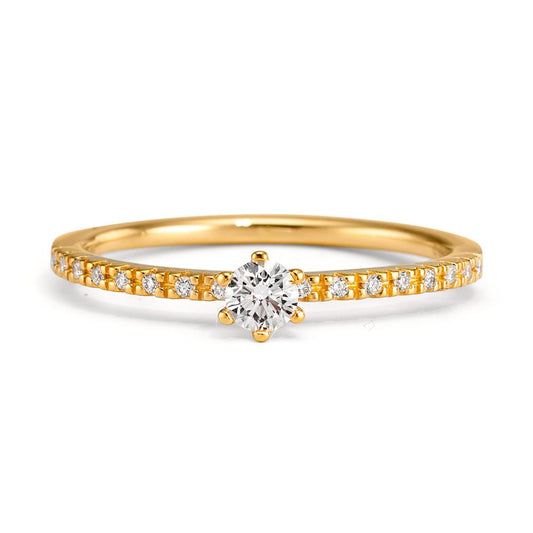 Bague solitaire Or jaune 18K Diamant 0.20 ct, 17 Pierres, brillant, w-si