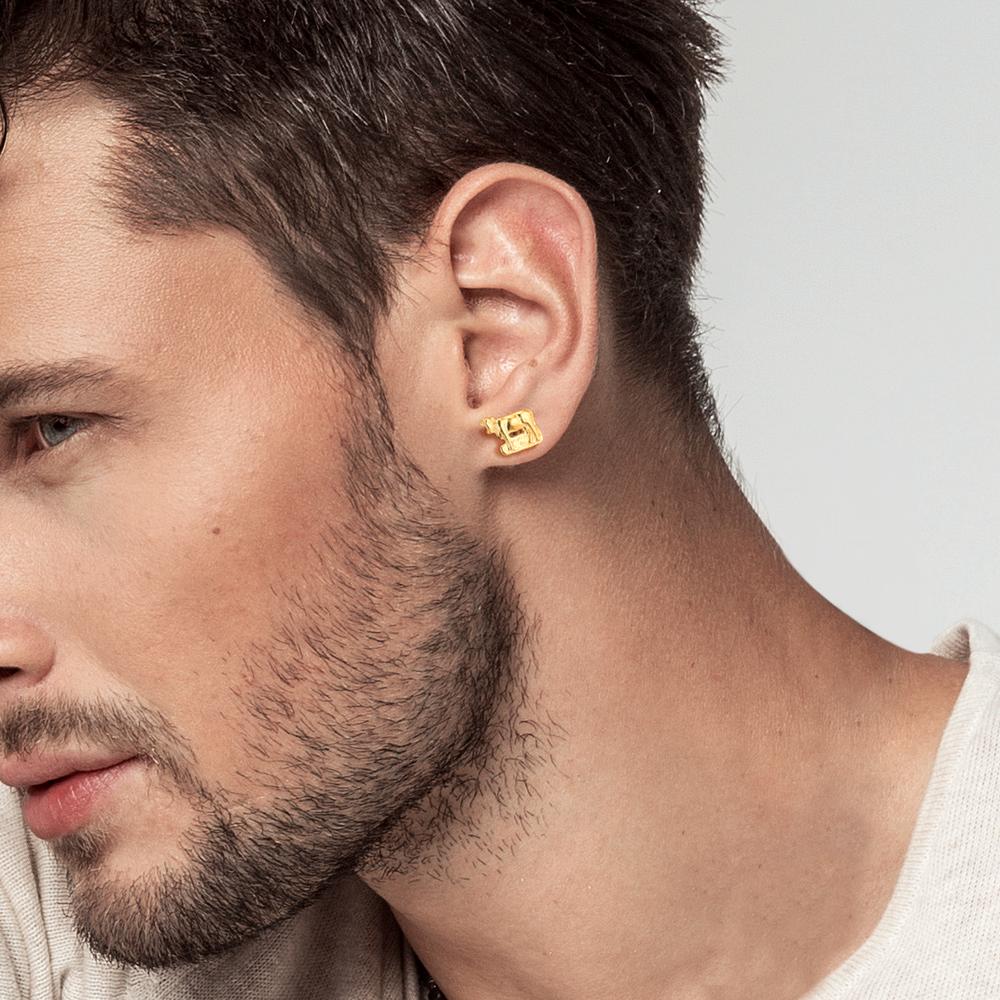 Clous d'oreille à l'unité Argent jaune Plaqué or Vache