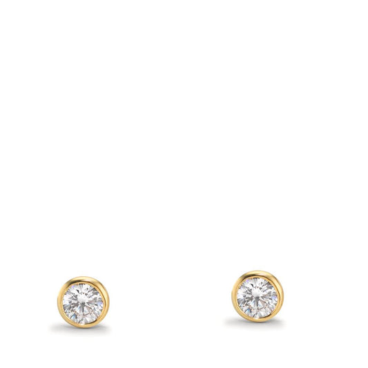 Clous d'oreilles Or jaune 9K Zircone 2 Pierres Ø3.8 mm