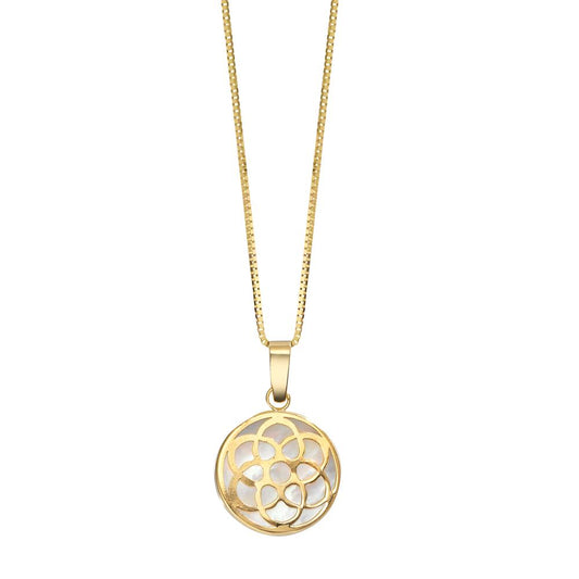 Pendentif Or jaune 18K nacre Fleur de vie Ø10 mm