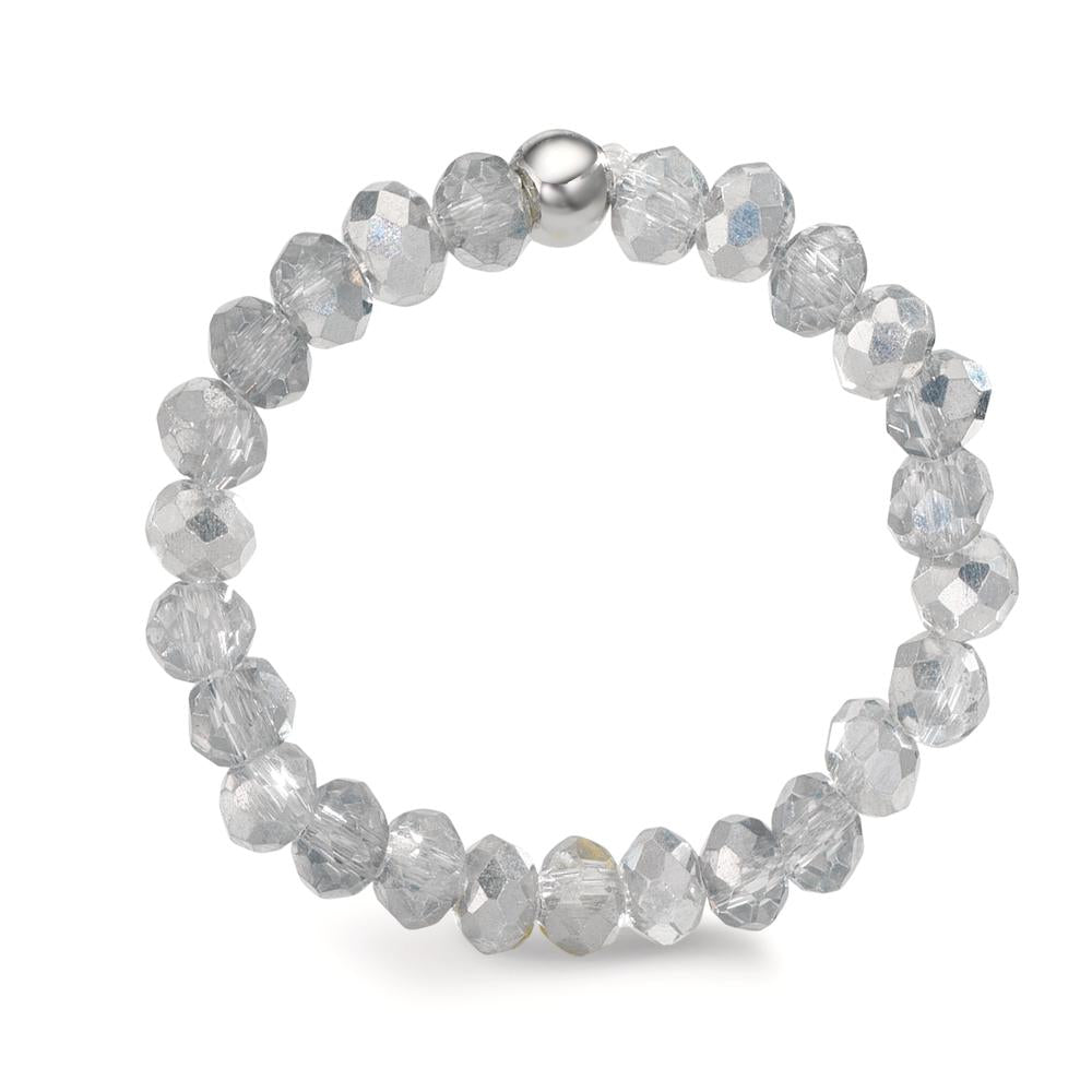 Bague Acier inoxydable Cristal argent, 3 mm