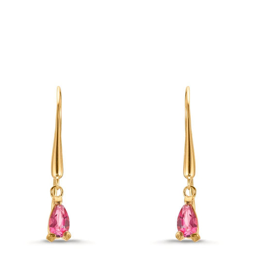 Pendant d'oreilles Or jaune 9K Topaze rose, 2 Pierres