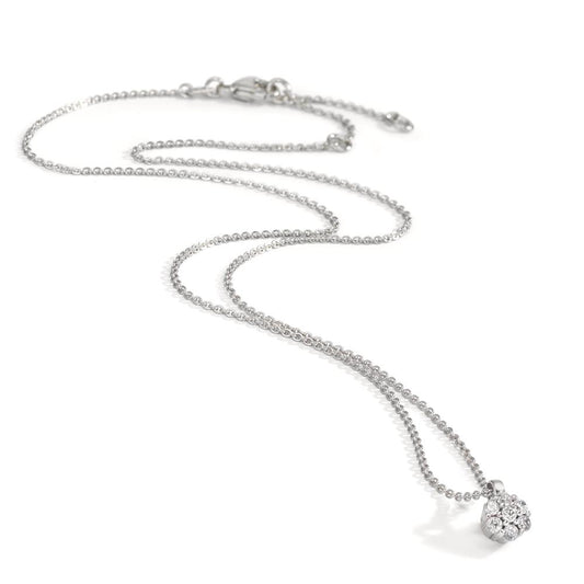 Collier Argent Zircone 7 Pierres Rhodié Fleur 38 cm