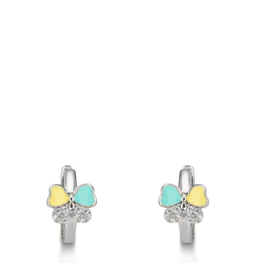 Créoles à charnières Argent Zircone 20 Pierres Rhodié Papillon