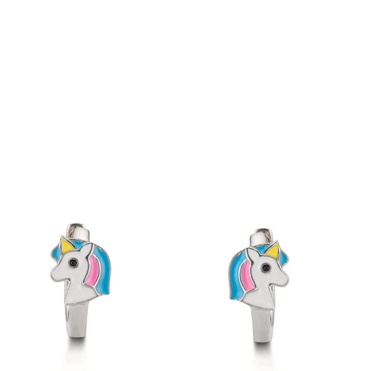 Créoles à charnières Argent Rhodié Licorne