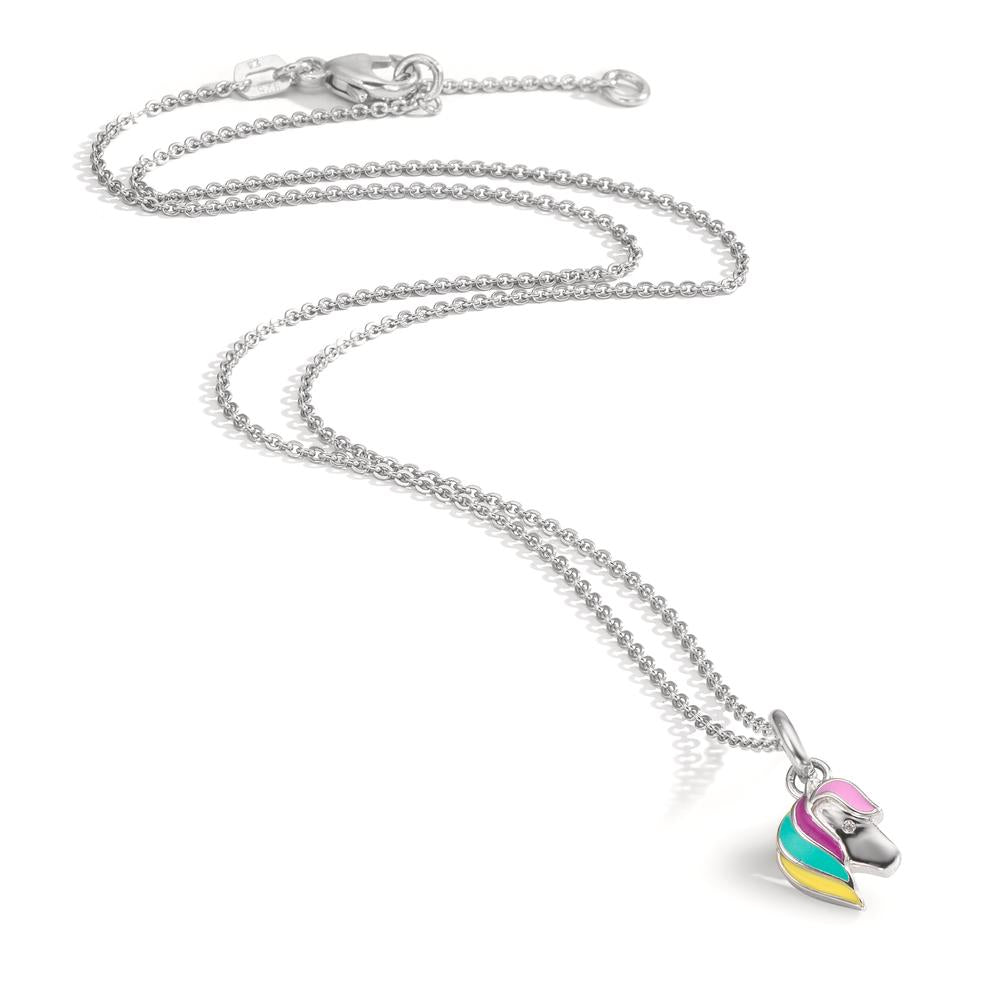 Chaînette avec pendentif Argent Zircone Rhodié Cheval 36-38 cm