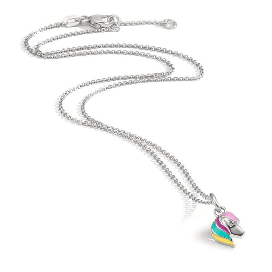 Chaînette avec pendentif Argent Zircone Rhodié Cheval 36-38 cm