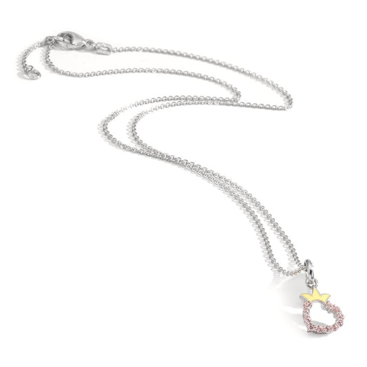 Chaînette avec pendentif Argent Zircone Rhodié Coeur 36-38 cm