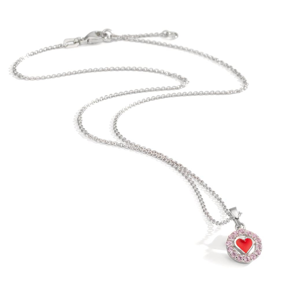 Chaînette avec pendentif Argent Zircone rose Rhodié 36-38 cm