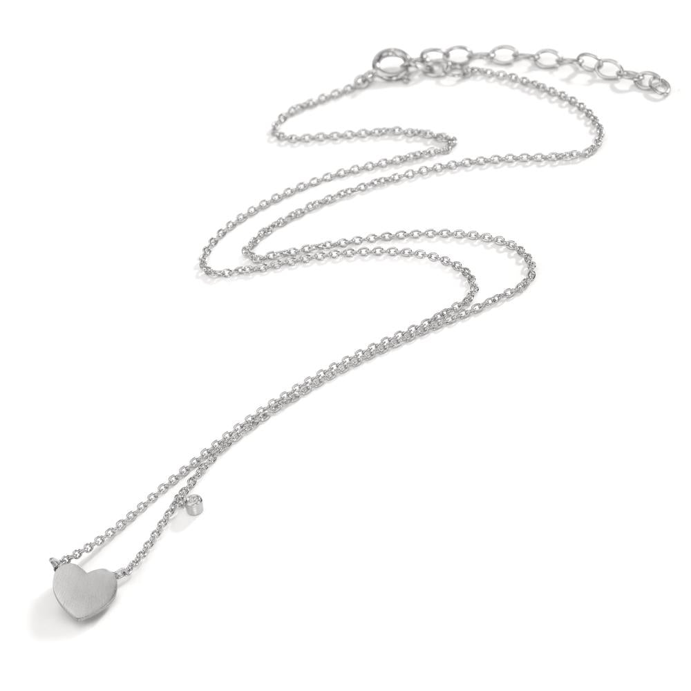 Collier Argent Zircone blanc Coeur 42-47 cm