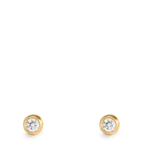 Clous d'oreilles Or jaune 18K Diamant 0.10 ct, 2 Pierres, w-si Ø3.5 mm