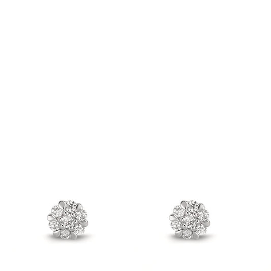 Clous d'oreilles Or blanc 18K Diamant 0.112 ct, 14 Pierres, w-si Ø4 mm