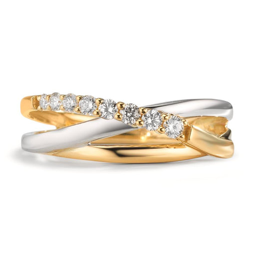 Bague Or jaune 18K, Or blanc 18K Diamant 0.19 ct, 8 Pierres, w-si